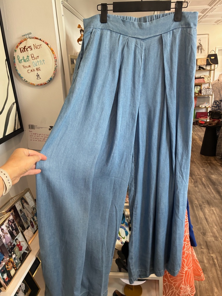 Light Blue Wide-Leg Women's Pants